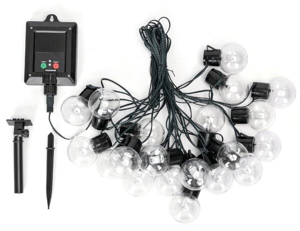 Catena luminosa a Led decorativa a energia solare 10 metri 20 lampadine a sfera trasparenti RGB Aigostar