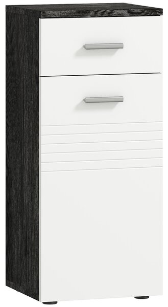 Kleankin Mobile Bagno con Cassetto e Armadietto in Legno, 35x30x77.5cm, Bianco e Nero | Aosom Italy