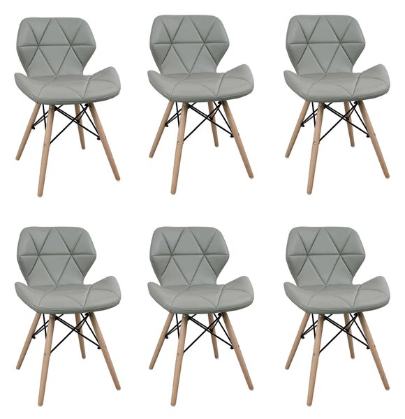 NAOMIE - set di 6 sedie moderne in ecopelle e legno