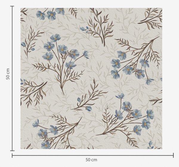 Carta da parati Piccoli fiori blu con rami marroni, Parati fiori e piante classici, a00265 : Uwalls.it