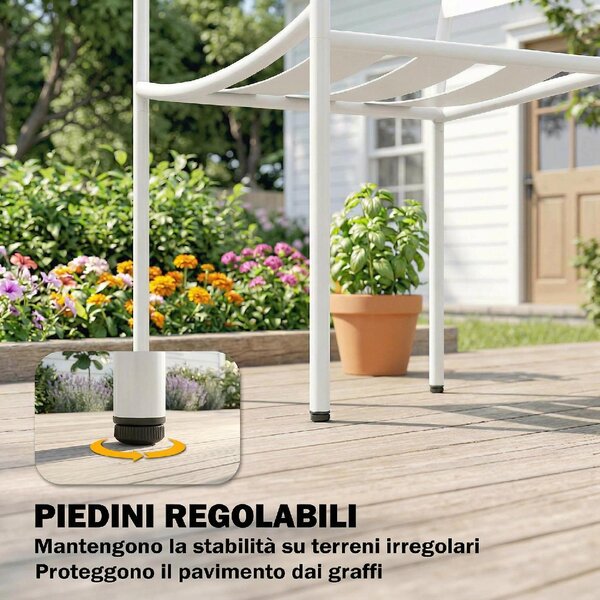 VivaGarden Salotto da Giardino con 2 Sedie e Tavolino in Acciaio Galvanizzato/Vetro Temperato colore Bianco