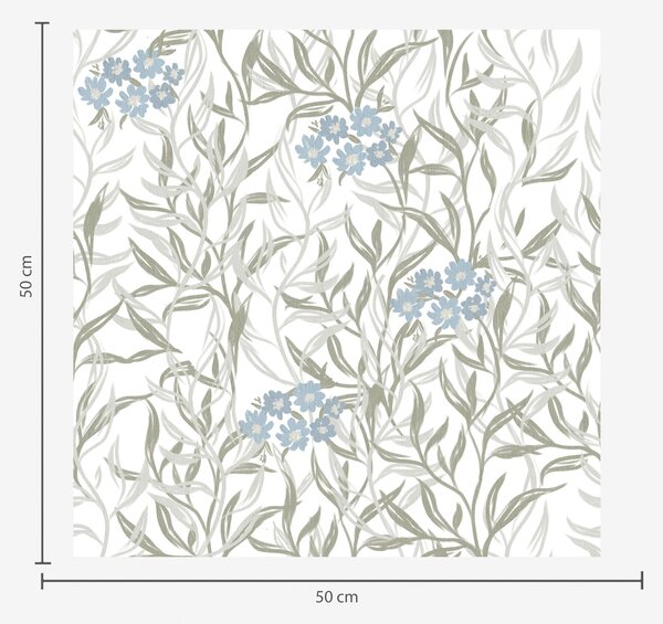 Carta da parati Stampa botanica leggera con fiori blu, Parati classici in stile provenzale, a00268 : Uwalls.it