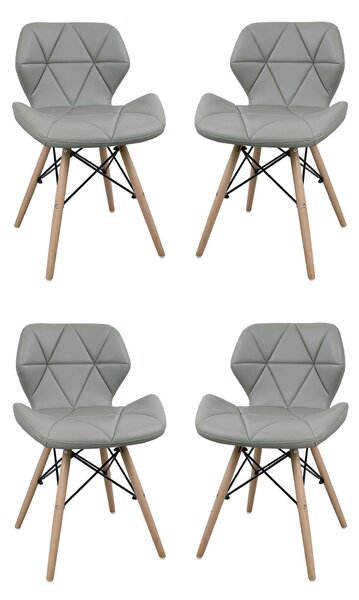 NAOMIE - set di 4 sedie moderne in ecopelle e legno