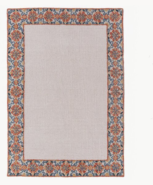 Tappeto in lana a pelo corto fatto a mano Myla Floral Frame