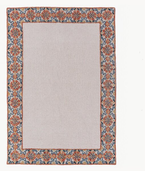 Tappeto in lana a pelo corto fatto a mano Myla Floral Frame