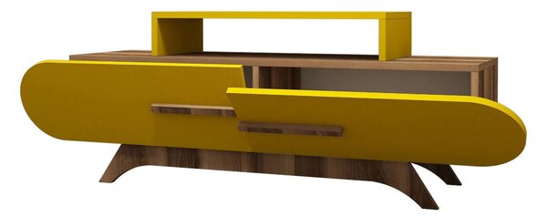 Porta TV noce e giallo 145x36x49h cm 2 ante - Nesatm