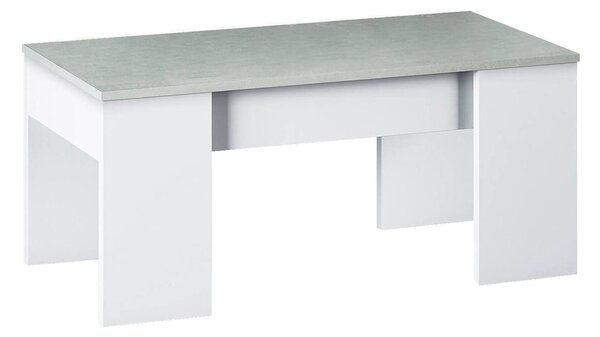 Tavolino da salotto rettangolare bianco e cemento 100x45x50h cm - Almas
