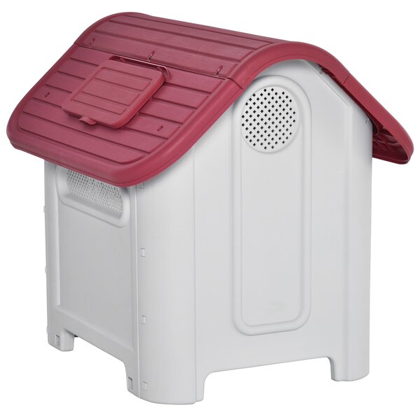 PawHut Cuccia per cani da esterno e interno doppia porta in metallo e multi-ventilazione 59 x 75 x 66 cm rosso | Aosom Italy
