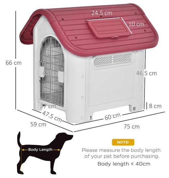 PawHut Cuccia per cani da esterno e interno doppia porta in metallo e multi-ventilazione 59 x 75 x 66 cm rosso | Aosom Italy