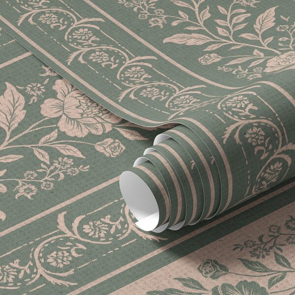 Carta da parati Strisce verticali con motivo floreale, Parati fiori e piante classici, a00273 : Uwalls.it