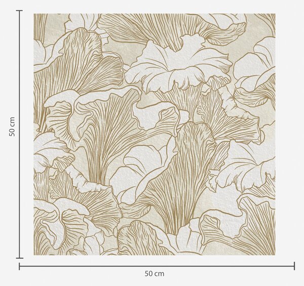 Carta da parati Funghi galletti, disegno al tratto su sfondo crema, Parati fiori e piante classici, a00275 : Uwalls.it