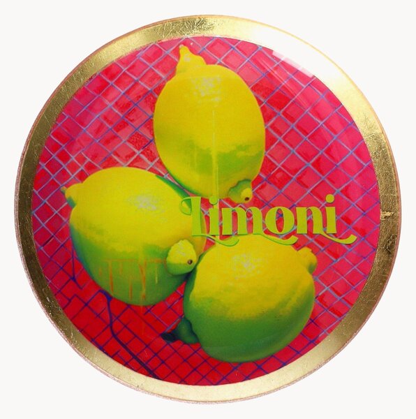 Vassoio decorativo in vetro dipinto a mano Limoni