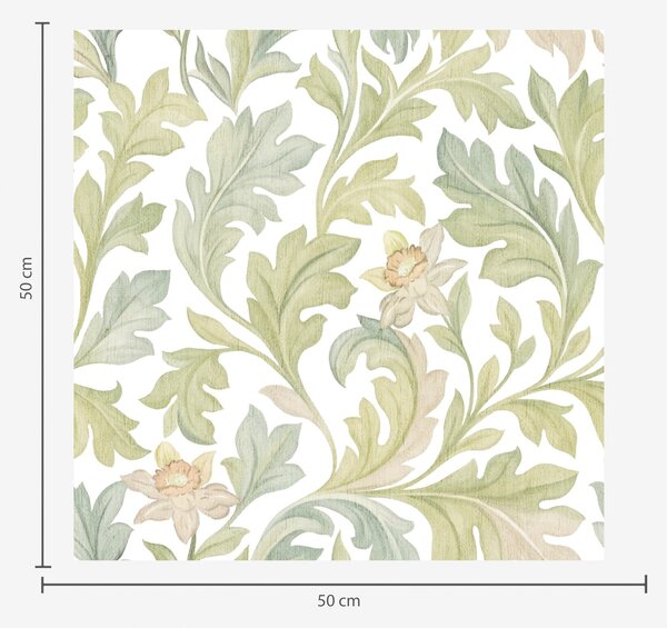 Carta da parati Ornamento floreale vintage su sfondo bianco, Parati fiori e piante classici, a00277v2 : Uwalls.it
