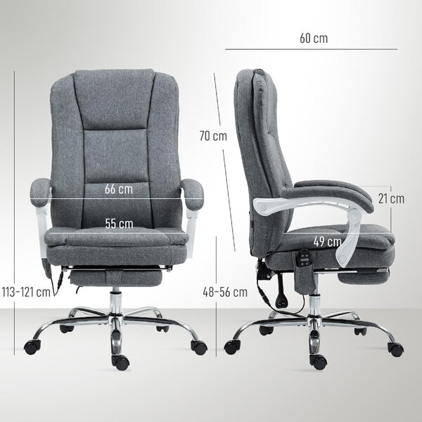 Icon Space Sedia da Ufficio Ergonomica con Ruote e Braccioli Reclinabile con Poggiapiedi Schienale Massaggiante in Tessuto Effetto Lino 66x60x121 c