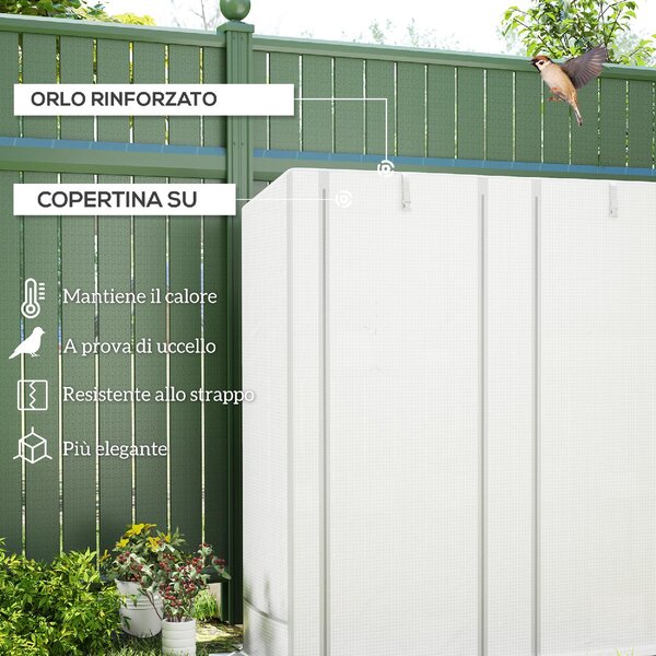 VivaGarden Serra da Giardino con 2 Porte Avvolgibili Scaffale a 3 Ripiani e Tasche Laterali 144x48x152 cm colore Bianco/Grigio