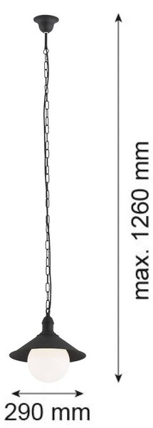 Lampada a sospensione da esterno Enduro, nero, acciaio, vetro, IP44, E27 Enduro Argon, dimmerabile, Nero, Metallo