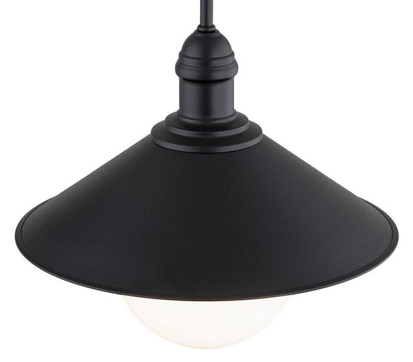 Lampada a sospensione da esterno Enduro, nero, acciaio, vetro, IP44, E27 Enduro Argon, dimmerabile, Nero, Metallo