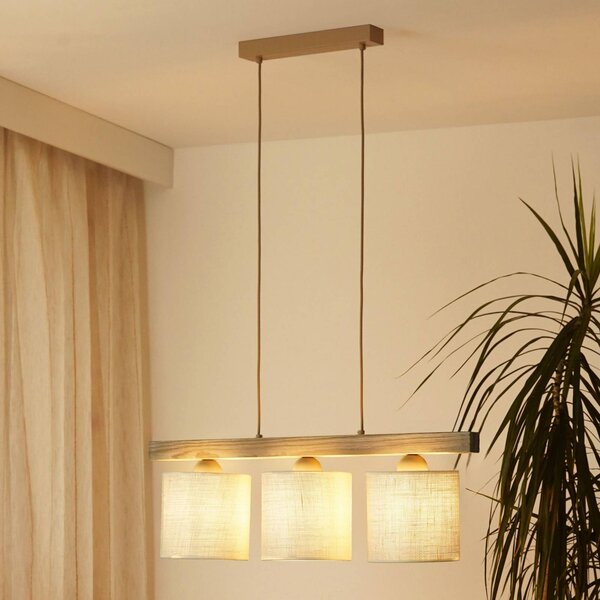 Lampada a sospensione Forest Duolla, dimmerabile, Bianco / Opale, Soggiorno / Sala da pranzo, Legno, Lampada a sospensione