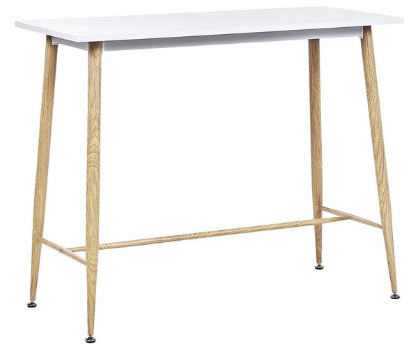 Tavolo da pranzo Piano in MDF bianco 90 x 50 cm Metallo Finitura legno Gambe in metallo Minimalista Beliani