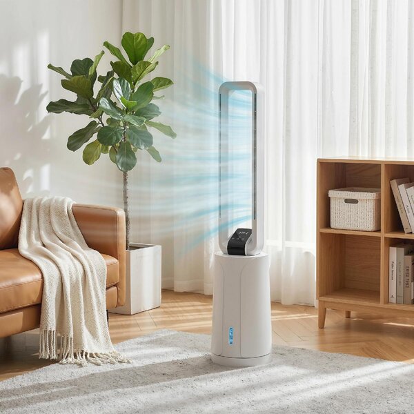 DecHome Ventilatore a Colonna Torre senza Pale Oscillante 3 Velocit con Telecomando e Timer colore Bianco - S5490WT