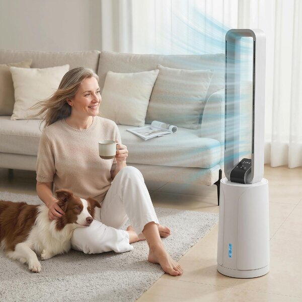DecHome Ventilatore a Colonna Torre senza Pale Oscillante 3 Velocit con Telecomando e Timer colore Bianco - S5490WT