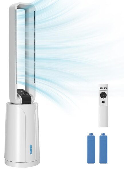 DecHome Ventilatore a Colonna Torre senza Pale Oscillante 3 Velocit con Telecomando e Timer colore Bianco - S5490WT