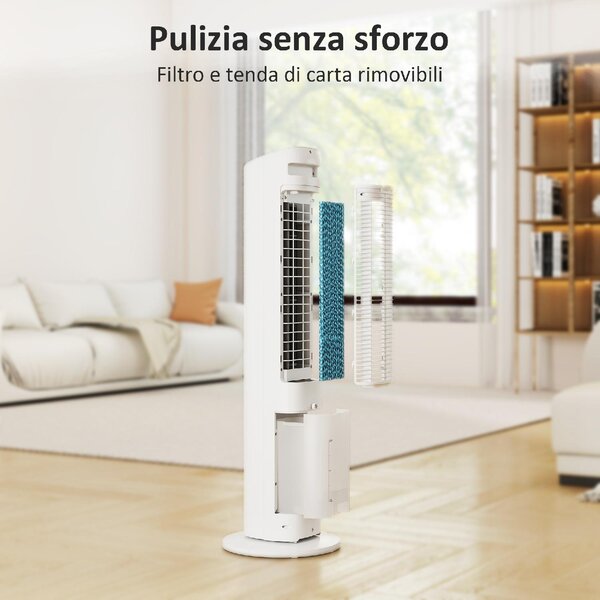 DecHome Ventilatore a Colonna Torre senza Pale Oscillante 3 Velocit con Telecomando e Timer colore Bianco - S5510WT
