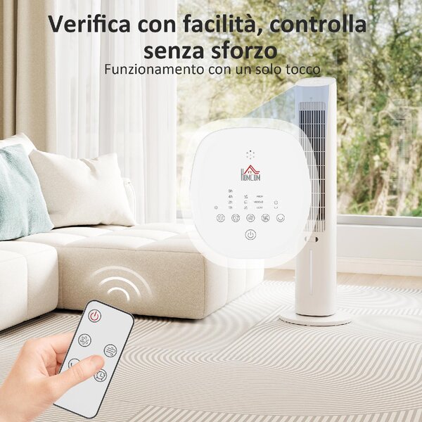 DecHome Ventilatore a Colonna Torre senza Pale Oscillante 3 Velocit con Telecomando e Timer colore Bianco - S5510WT