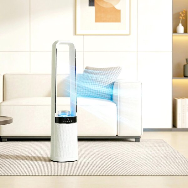 DecHome Ventilatore a Colonna Torre senza Pale Oscillante 3 Velocit con Telecomando e Timer colore Bianco - S5500WT