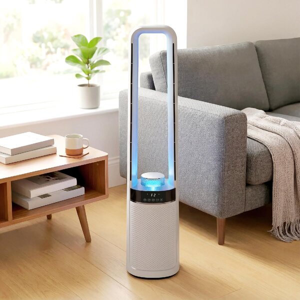 DecHome Ventilatore a Colonna Torre senza Pale Oscillante 3 Velocit con Telecomando e Timer colore Bianco - S5500WT