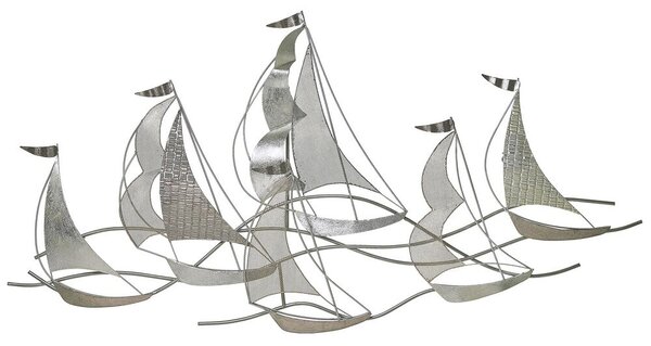Decorazione da parete Barche in metallo argentato arte da parete in stile moderno Beliani