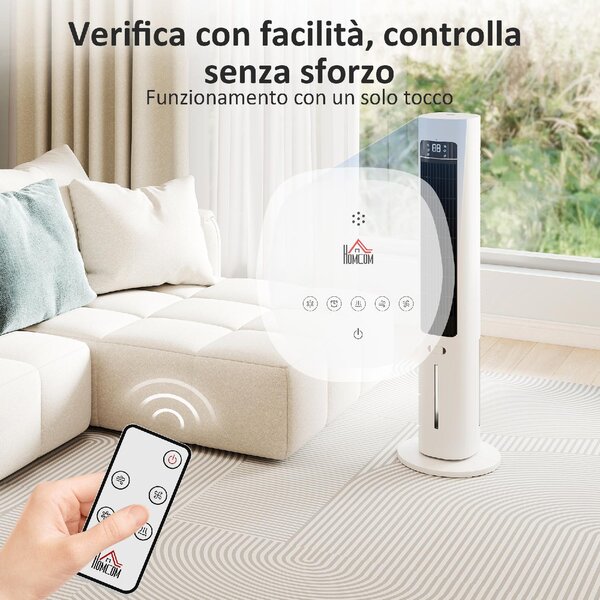 DecHome Ventilatore a Colonna Torre senza Pale Oscillante 3 Velocit con Telecomando e Timer colore Bianco - S5540WT