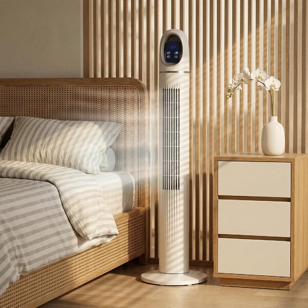 DecHome Ventilatore a Colonna Torre senza Pale Oscillante 3 Velocit con Telecomando e Timer colore Bianco - S5580WT