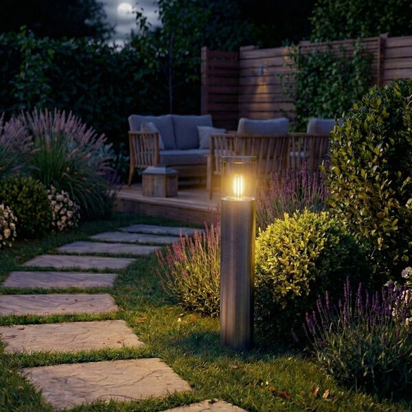 OSRAM Lampioncino con attacco ENDURA CLASSIC EBRO, acciaio inossidabile, 49 cm dimmerabile, Alluminio / Grigio / Zincato, Acciaio Inox, Moderno, Lampada da esterni