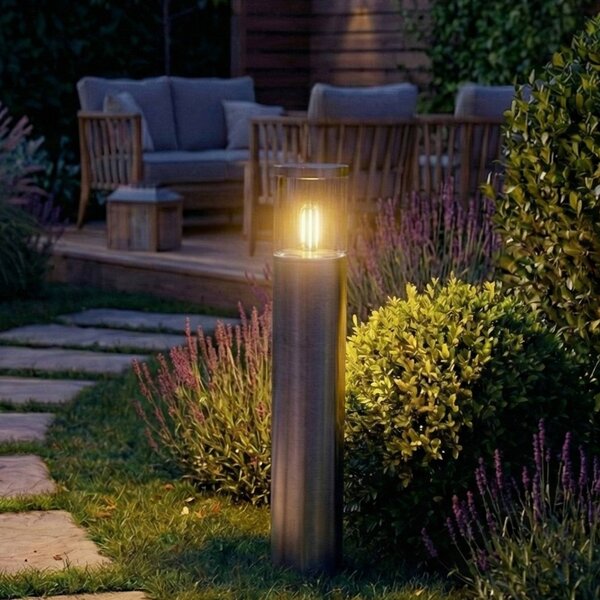 OSRAM Lampioncino con attacco ENDURA CLASSIC EBRO, acciaio inossidabile, 49 cm dimmerabile, Alluminio / Grigio / Zincato, Acciaio Inox, Moderno, Lampada da esterni