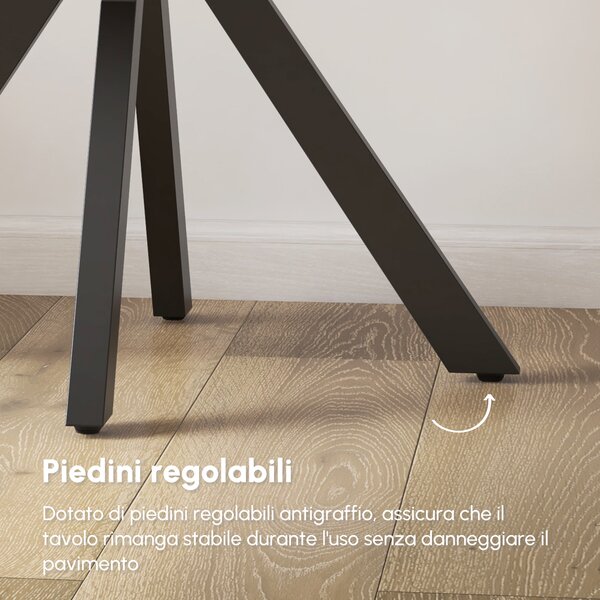 HOMCOM Tavolo Rotondo per 4 Persone per Cucina e Soggiorno, Tavolo Moderno in Acciaio e MDF, Ø100x75cm, Nero|Aosom Italy