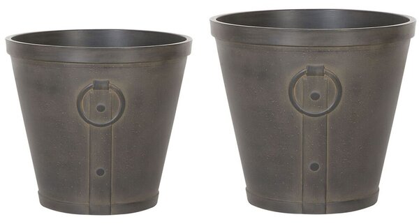 Set di 2 vasi per piante in argilla in fibra marrone per esterni interni per tutte le stagioni Beliani