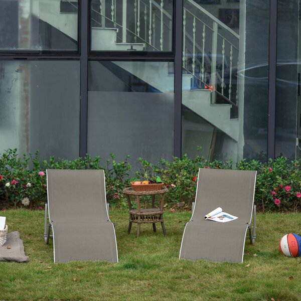Outsunny Set 2 Sdraio da Giardino Pieghevoli, Lettino Prendisole in Alluminio e Textilene, 61x165x63cm|Aosom