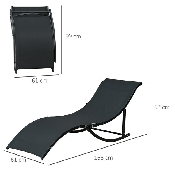 Outsunny Set 2 Sdraio da Giardino Pieghevoli, Lettino Prendisole in Alluminio e Texteline, Nero, 61x165x63cm|Aosom