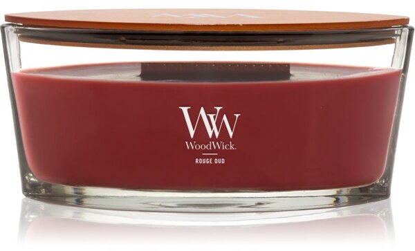 Woodwick Opulent Wood Rouge Oud candela profumata con stoppino in legno 453.6 g