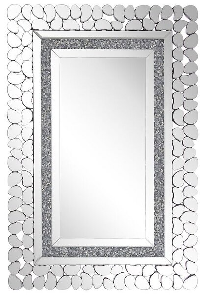 Specchio da parete in argento rettangolare 60 x 90 cm moderno glamour soggiorno camera da letto decorazione Beliani