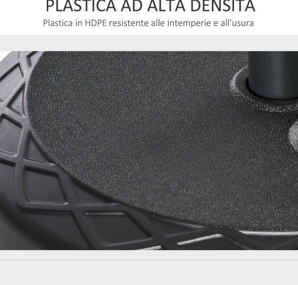 Outsunny Base per Ombrellone Rotonda Φ55cm, 30kg, in Plastica, per Pali da 38-48mm, Stabile e Resistente, Nero|Aosom
