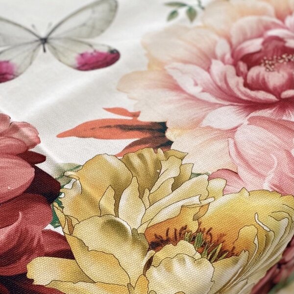 Tovaglia Rettangolare Farfalle e Peonie in Stampa Digitale in 100% Cotone di Panama 150X180 cm