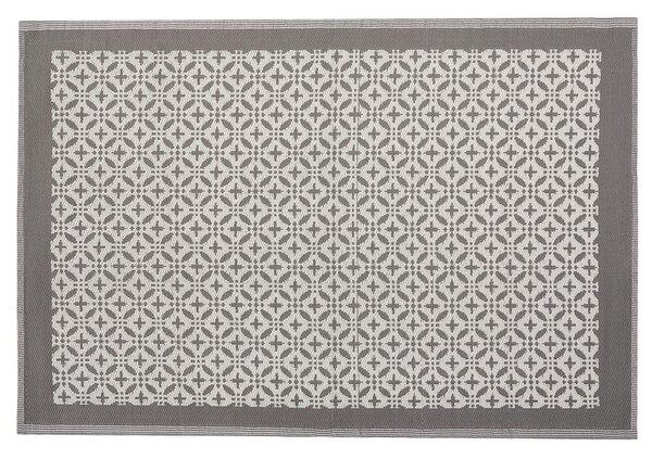 Tappeto per esterni grigio in polipropilene riciclato 160 x 230 cm motivo terrazza balcone Beliani