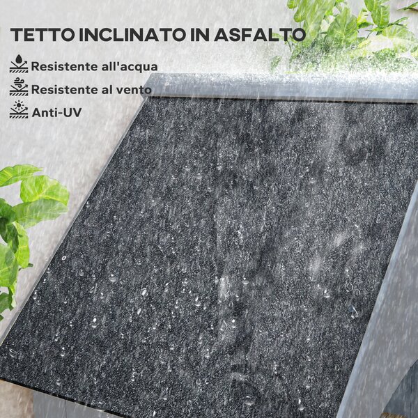 Outsunny Casetta Porta Attrezzi in Legno a 3 Mensole con Tetto Impermeabile in Bitume, 77.5x54.2x179.5 cm, Grigio | Aosom Italy