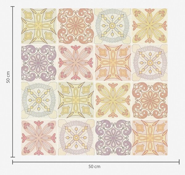 Carta da parati Ornamenti di piastrelle geometriche colorate, Parati fiori e piante classici, a00284 : Uwalls.it