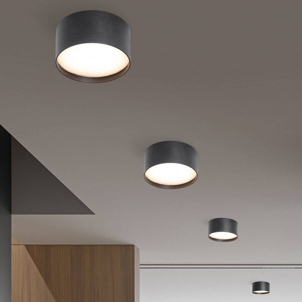 CMD Plafoniera LED 9092, Ø 12 cm, antracite, IP44, metallo 9092, Nero, Alluminio, Moderno, Plafoniere LED
