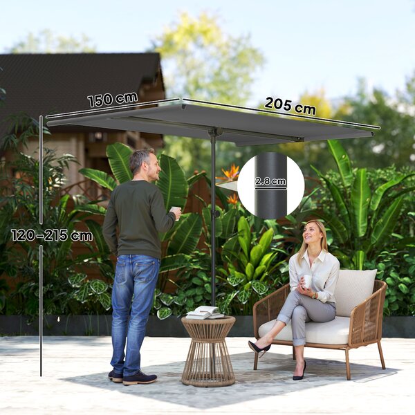 OUTSUNNY - Ombrellone 3x3 M A Braccio Con 8 Stecche, Pedale E Manovella In Alluminio E Poliestere Color Khaki 84d 112v01kk