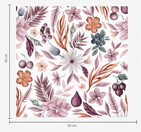 Carta da parati Bacche, fiori e foglie luminose in stile acquerello, Parati fiori e piante classici, a00298 : Uwalls.it