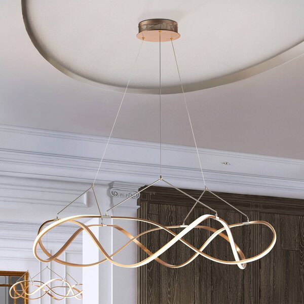 Schuller Valencia Lampada LED a sospensione Molly, dimmerabile, Ø 110 cm, oro rosa dimmerabile, Ottone / Oro, Soggiorno / Sala da pranzo, Metallo, Moderno